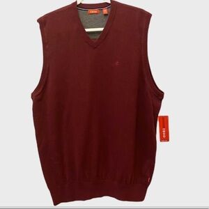 IZOD NWT 100% Cotton Sweater Vest XL Tall Burgundy